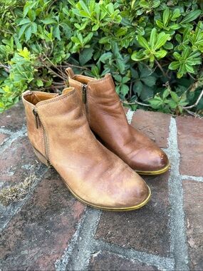 Lucky Brand Cognac Brown Leather Ankle Boot Size 7